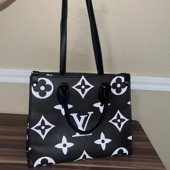 Inspired Monogram Black and White Tote - Picture 5 of 16